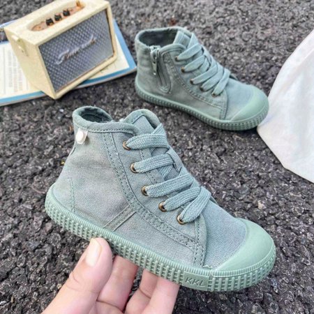 

Unisex Solid Canvas Shoes Soft-soled Anti-slip Breathable Lace-up Sneakers For Boys Girls
