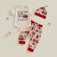 thumbnail image 2 of CAUYDY Newborn Infant Boy Outfits Set Romper Cute Pants Warm Hat 3PCS Layette Set Baby Clothes Fall Winter for Boys 3 6 9 12 18 Months (Sizes 6-12 Months,Red), 2 of 9