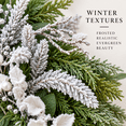 thumbnail image 5 of Artificial Christmas Wreath, White Flowers, Frosted Pine, Purple Berries, Greenery, 24 Inch, 5 of 9