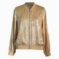 thumbnail image 4 of Towmus Women's Metallic Bomber Jacket Lightweight Zip Up Long Sleeve Fashion Jacket Outwear, 4 of 4