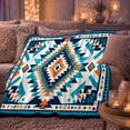 thumbnail image 6 of Southwestern Medallion Sofa Pumpkins Festive Boho Style, Festive Halloween Scene, Warm Flannel Blanket for Living Room and Reading Nook, Art Lovers Halloween Gift, Festive Home Decor, 6 of 9
