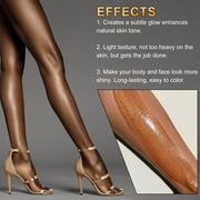 Ikzee Body Shimmer Oil, Liquid Highlighter Golden Brown Shimmer Body Oil, Long Lasting & Smooth Natural Matte Finish for Dry Face and Body Highlight Makeup Party