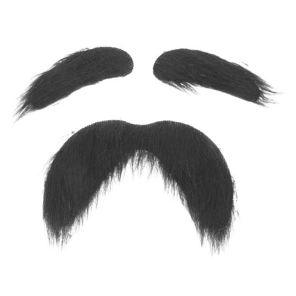ColoMX 3 PCS Party de Halloween Barba falsa y bigote accesorios de disfraces auto adhesivos Bigote y cejas falsas realistas Barba de vestuario divertido