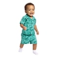 thumbnail image 2 of Wonder Nation Baby Boys Short Sleeve Printed Collared Button Top and Matching Shorts Set, Sizes 0/2M-24M, 2 of 7