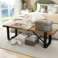 thumbnail image 6 of Costway 60" Long Hallway Bench Entryway Bench with Metal Frame Farmhouse Wooden Shoe Rack, 6 of 10