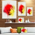 thumbnail image 3 of Belle Rouge Jaune Rose Aquarelle - Fleurs Toile Oeuvre Murale, 3 of 4