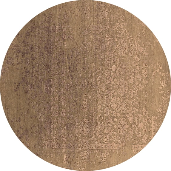 Ahgly Company Indoor Round Oriental Brown Industrial Area Rugs, 7' Round