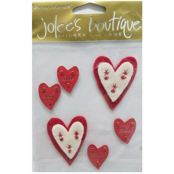 Jolees Boutique Stickopotamus Felt Heart Stickers SPJC011 scrapbooking