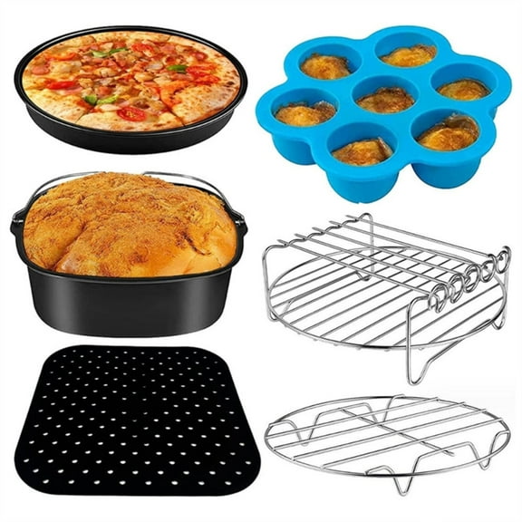 6Pcs Pizza Pan Air Fryer Accessory Baking Grill Rack Cake Barrels Replacement