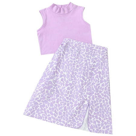 

Toddler Girls Outfits Leopard Printed Sleeveless Tops Skirt 2 PCS Ribbed Baby Infant Spring Summer Cute Trendy Streetwear Home Wear Kids Clothes Suits