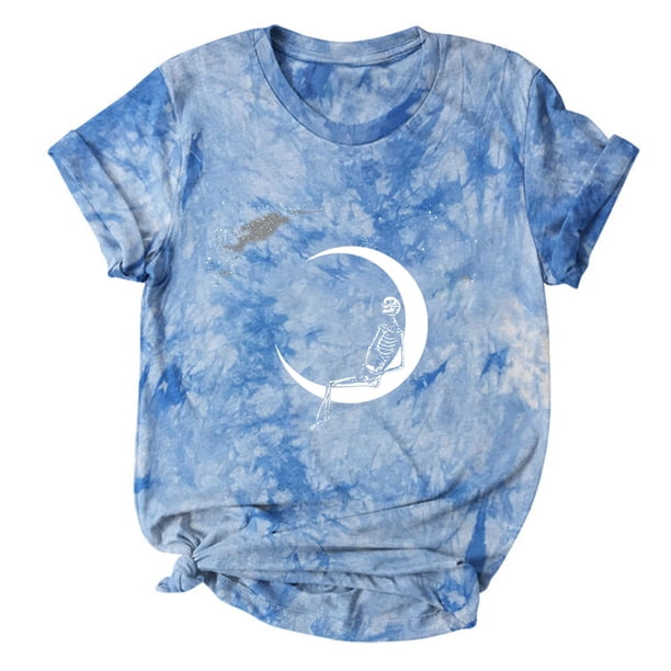Camiseta de mujer, divertida y linda camiseta de manga corta, camiseta teñida con lazo, blusa, regalo para mujer Fridja hjk5907
