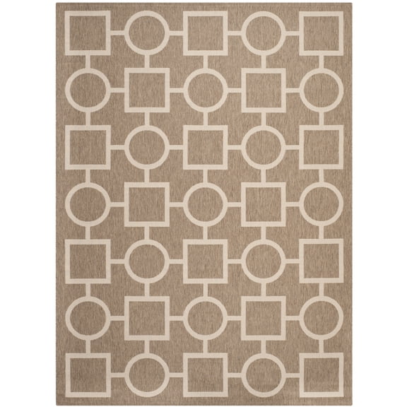 Safavieh Courtyard Archimedes Geometric Indoor/Outdoor Area Rug, Brown/Bone, 5'3" x 7'7"