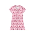 thumbnail image 5 of CCRFTGI Girls Dresses Polo Dress Size 10-12 School Uniform Casual Bowknot Print Pleated Flare Skater Polo Dresses Back To School Summer Button Collared Pique Polo Dress Light pink 3-4 Years, 5 of 5