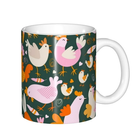 

Zeuib Roosters and Chicks Ceramic Coffee Mug with Large Handle，Modern Reactive Glaze Dishwasher & Microwave Safe – Perfect for Home Office Café Gift-Ready