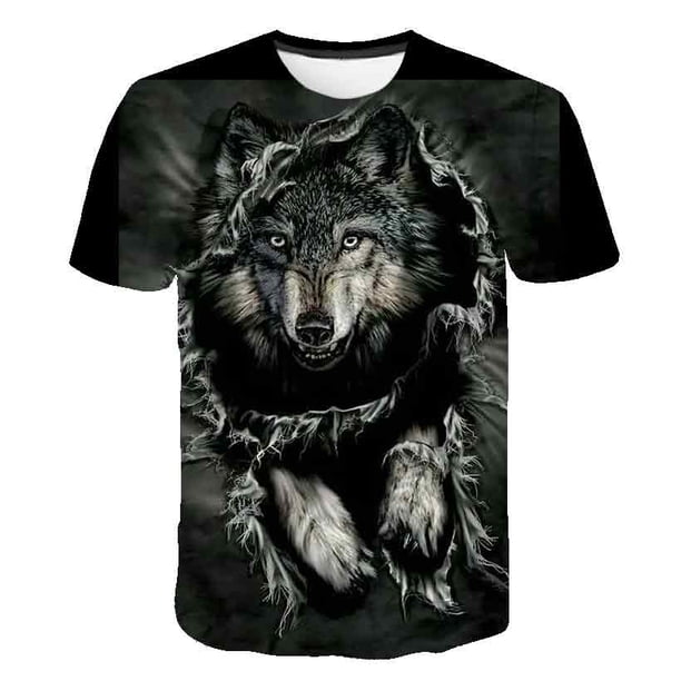 Camiseta con diseño de lobo y Animal para niño, ropa para niña, camiseta de moda 3D con dibujos animados para niño de 1 a 14 años, camiseta informal de verano para niños de Hip Hop Street Top11T Gao Jinjia LED
