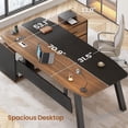 thumbnail image 3 of 70.9" Executive Desk with 3 Drawers and Storage Shelves, L Shaped Computer Desk for Home Office, Bedroom, Study Room, 3 of 7