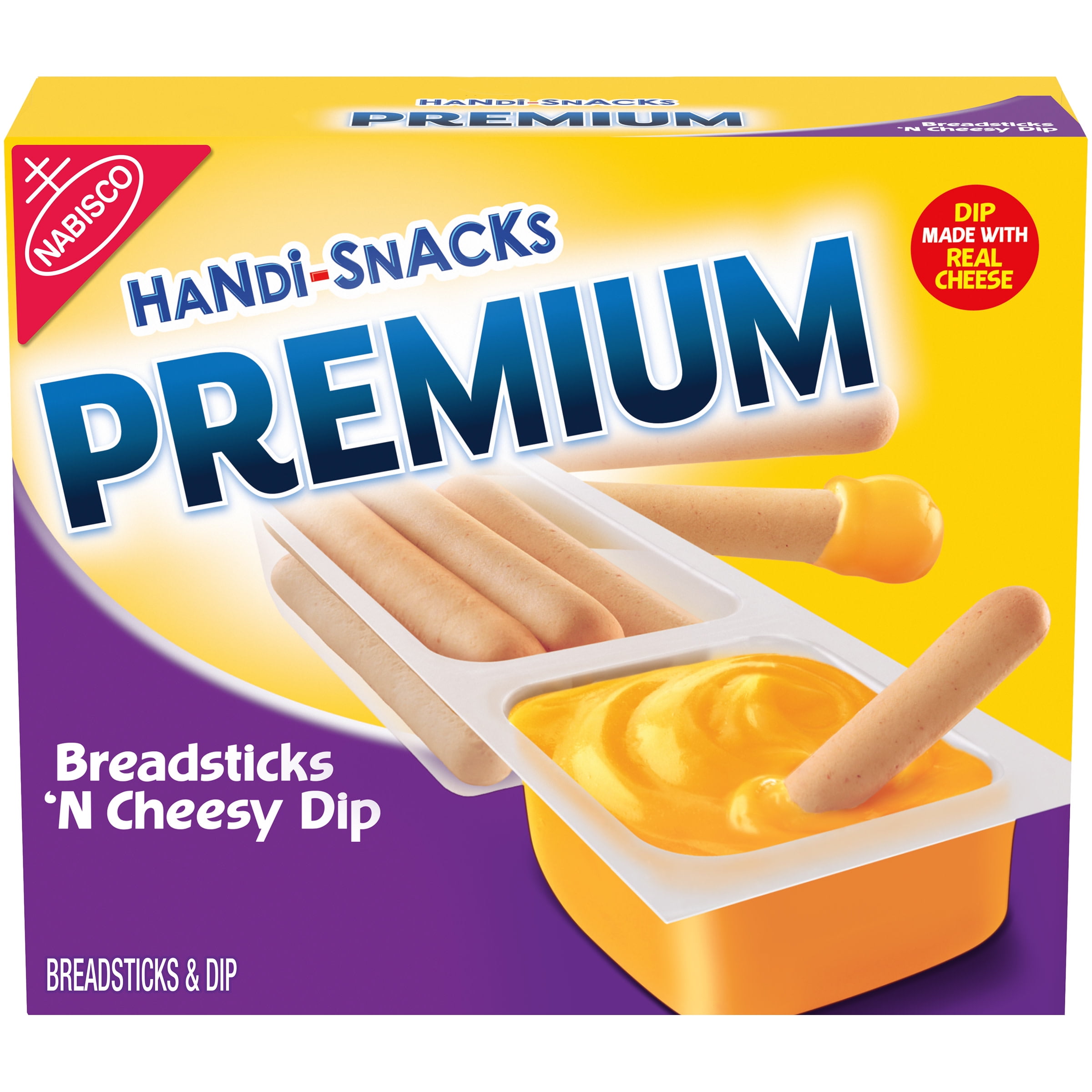 HandiSnacks Premium Breadsticks 'N Cheesy Dip Snack Packs, 61.1 oz
