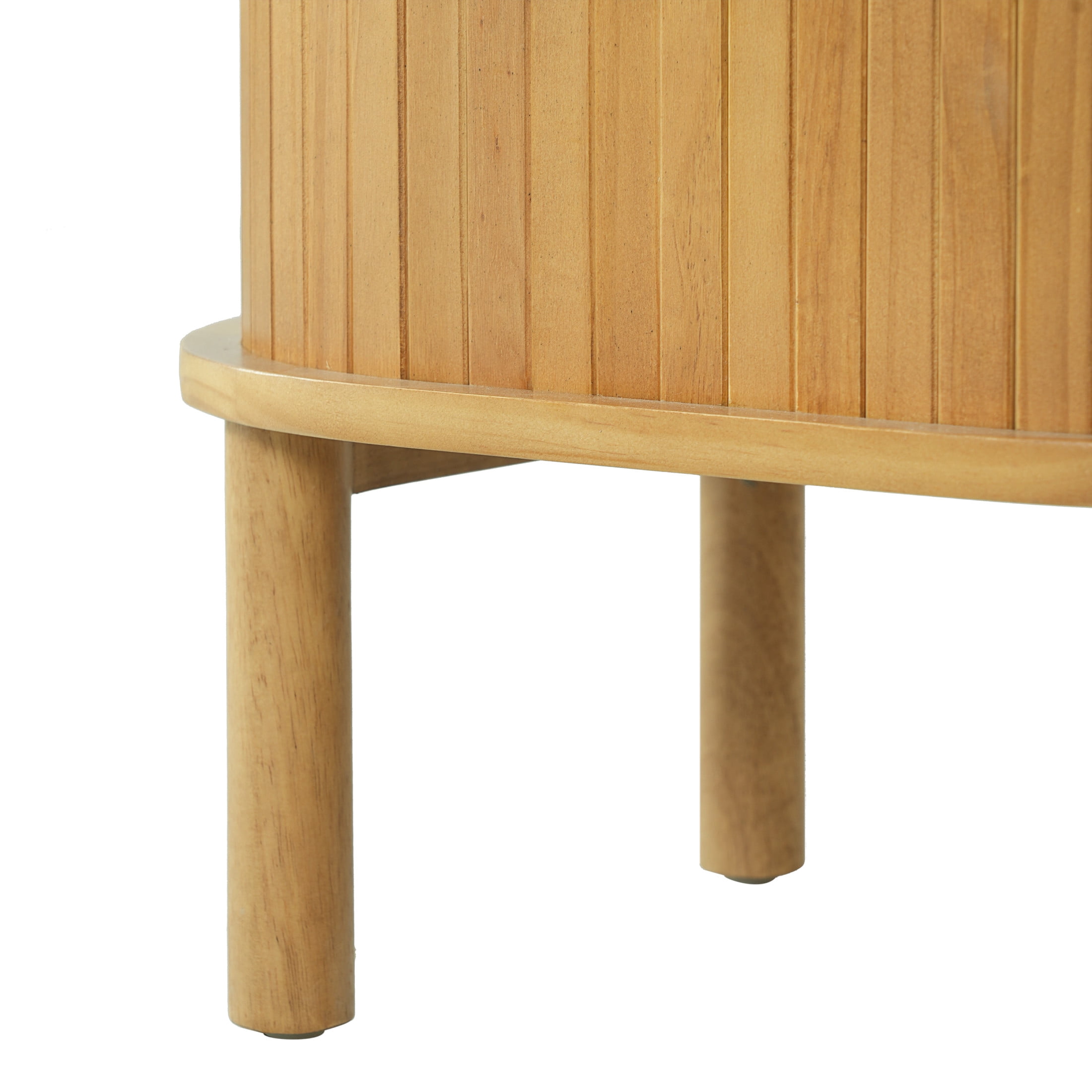 Christopher Knight Home Boho Semi-Cylindrical Nightstand with Sliding Doors, Storage Bedside Table, Natural