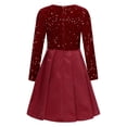 thumbnail image 4 of YiZYiF Girls Long Sleeve Sparkle Princess Wedding Birthday Party Elegant Dress High Waist A Line Dresses Burgundy 10, 4 of 5