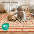 thumbnail image 4 of ODIKA 4'x6' Washable Area Rug Stain Resistant, Low Pile, Easy Care Geometric Vintage Mosaic Distressed Interlocking Motif Mid Century for Dorm Room, Small Living, 4 of 7