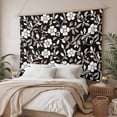 thumbnail image 3 of Black White Floral Tapestry for Bedroom Wall Hanging Tapestry, Farmhouse Vintage Botanical Leaves Ceiling Backdrop Tapestries Poster Blanket Wall Decor for Teens Room Living Room Dorm 59" x 79", 3 of 8