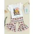 thumbnail image 3 of xiaxaixu Baby Girl 2Pcs Outfits Ruffle Short Sleeve Graphic T-Shirt + Flare Pants Set Toddler Clothes, 3 of 9