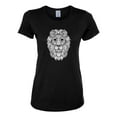 thumbnail image 2 of Black and White Mosaic Retro Mandala Lion Animal Lover Womens Graphic T-Shirt, Black, Small, 2 of 4