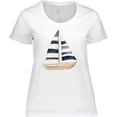 thumbnail image 3 of Inktastic Blue Striped Sailboat Nautical Women's Plus Size T-Shirt, 3 of 5