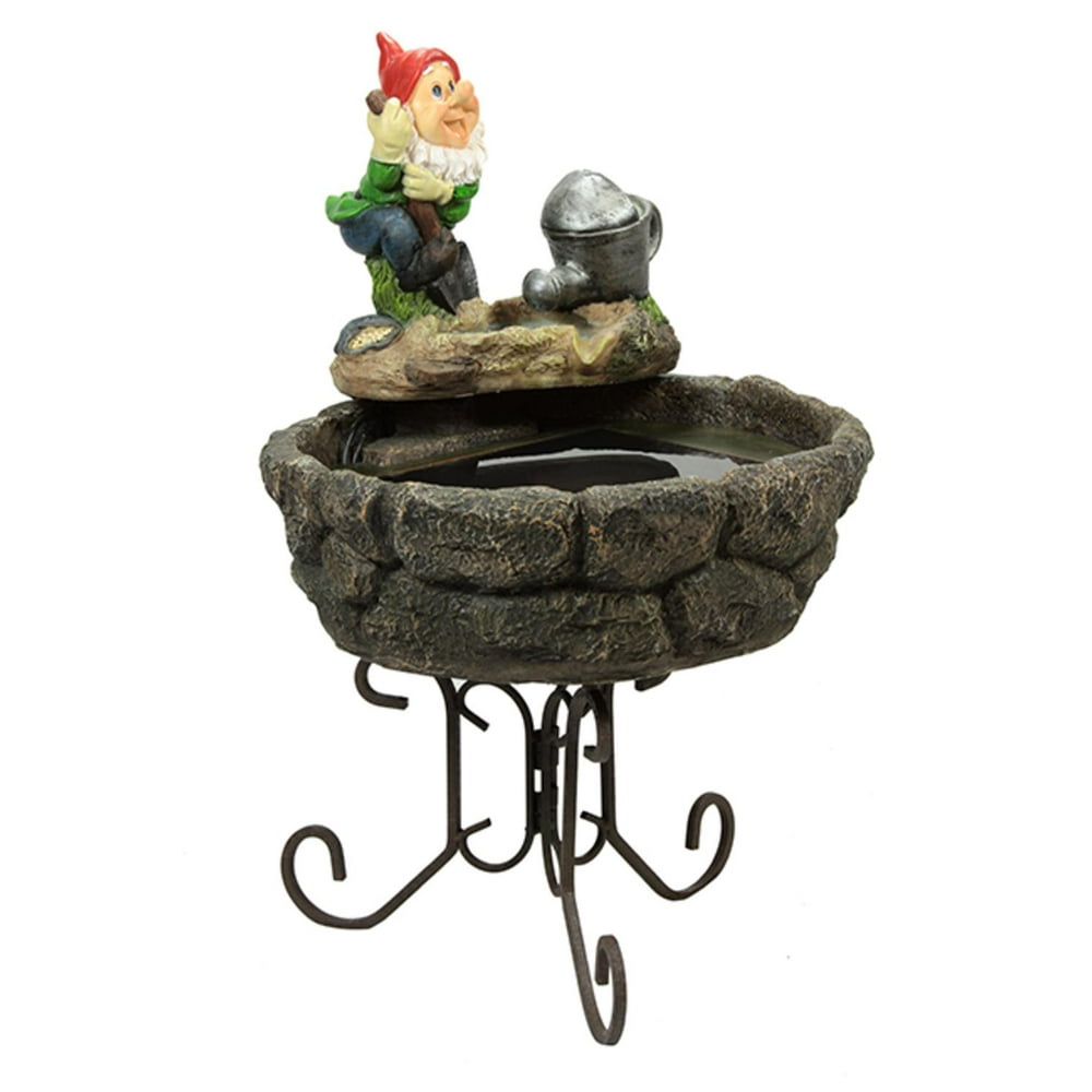22" Solar Powered Spring Gardening Gnome Outdoor Water Fountain