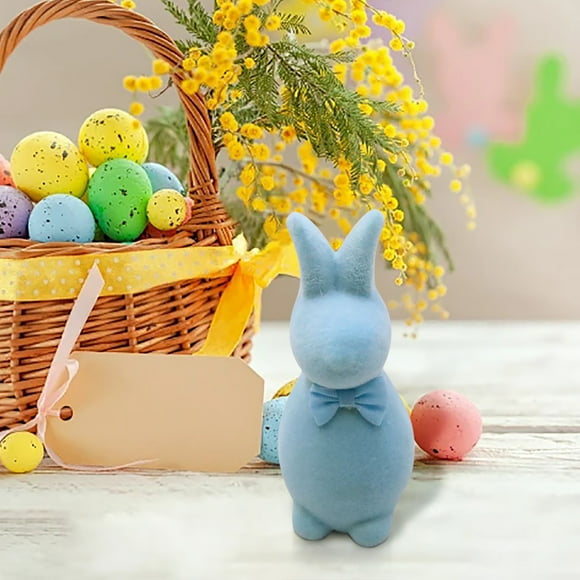 YYSDCY Deals of The Day Clearance! Flocked Bunny Statue with Glitter, Easter Bunny Tabletop Decoration, Flocked Foam Bunny Statue, Indoor Spring Decorations, 5.9 inches