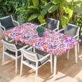 thumbnail image 2 of Spring Floral Table Cloths for 5 Foot Rectangle Tables, Retro Watercolor Flowers Leaves Plants Purple Patio Waterproof Elastic Fitted Tablecloths, Washable Rectangular Table Cover for Camping, 2 of 8