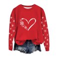 thumbnail image 2 of Sweatshirts for Women Christmas Printed Long Sleeve Casual Loose Hoodless Sweatshirts,Womens Tops Plus Size Red XL, 2 of 5
