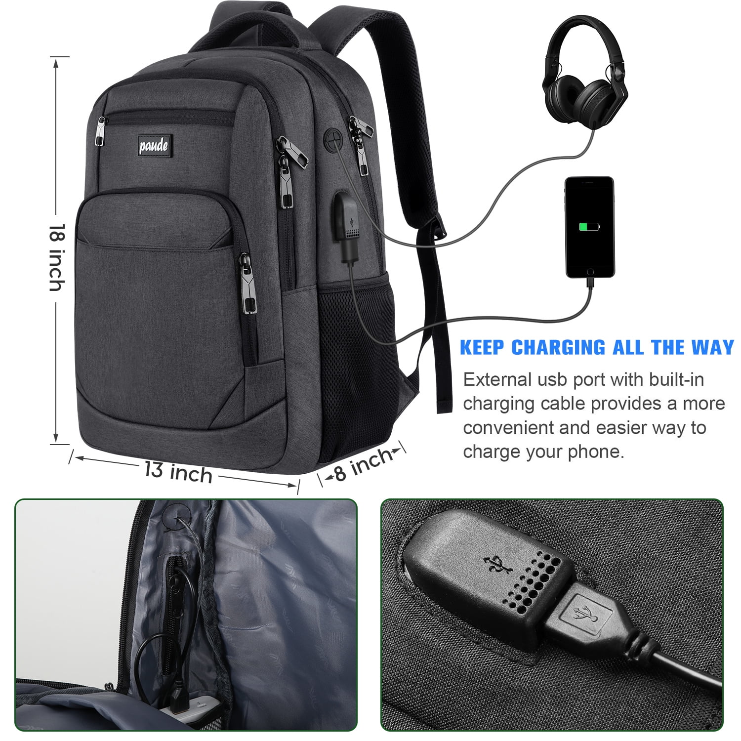 Backpack for Men and Women,School Backpack for Teens,15.6 inch Laptop Backpack with USB Charging port for Business College Travel