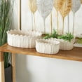 thumbnail image 2 of DecMode White Ceramic Leaf Indoor Outdoor Planter, Set of 3 10", 12", 16"W, 2 of 8