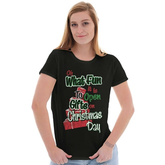Oh What Fun Christmas Day Presents Womens Slim Fit Graphic Tee Brisco Brands S