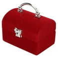 thumbnail image 3 of Caja de joyería pequeña flocado rojo Retro pendiente collar caja de almacenamiento de viaje organizador de pulseras portátil, 3 of 5