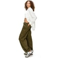 thumbnail image 5 of Cali1850 Women’s Parachute Cargo Pants Low Rise Baggy Fit Wide Leg Multi Pockets Casual Streetwear Trousers, 5 of 7