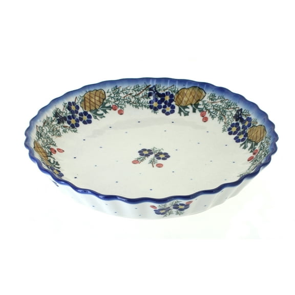 Blue Rose Polish Pottery Pinecone Pie Plate