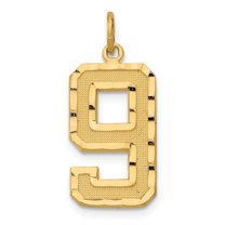 Diamond2Deal 10k Yellow Gold Casted Large Diamond Cut Number 9 Charm Pendant for Women (L- 0.99 inch, W- 0.4 inch)