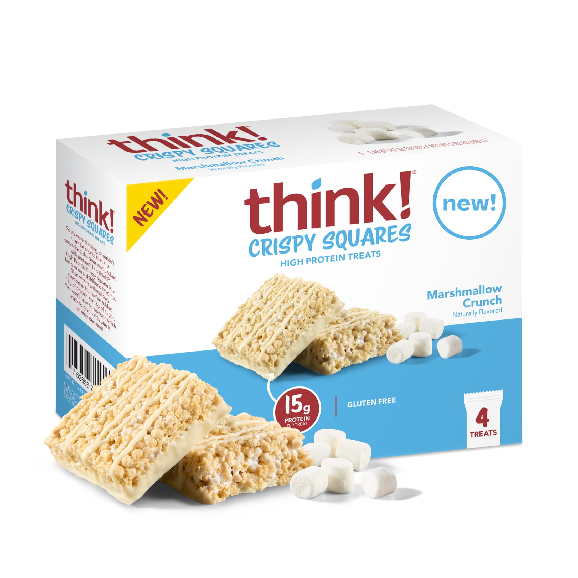 think! High Protein Crispy Squares, Marshmallow Crunch, 4 Count