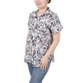 thumbnail image 2 of NY Collection Women's Short Rolled Sleeve Button Front Blouse, 2 of 4