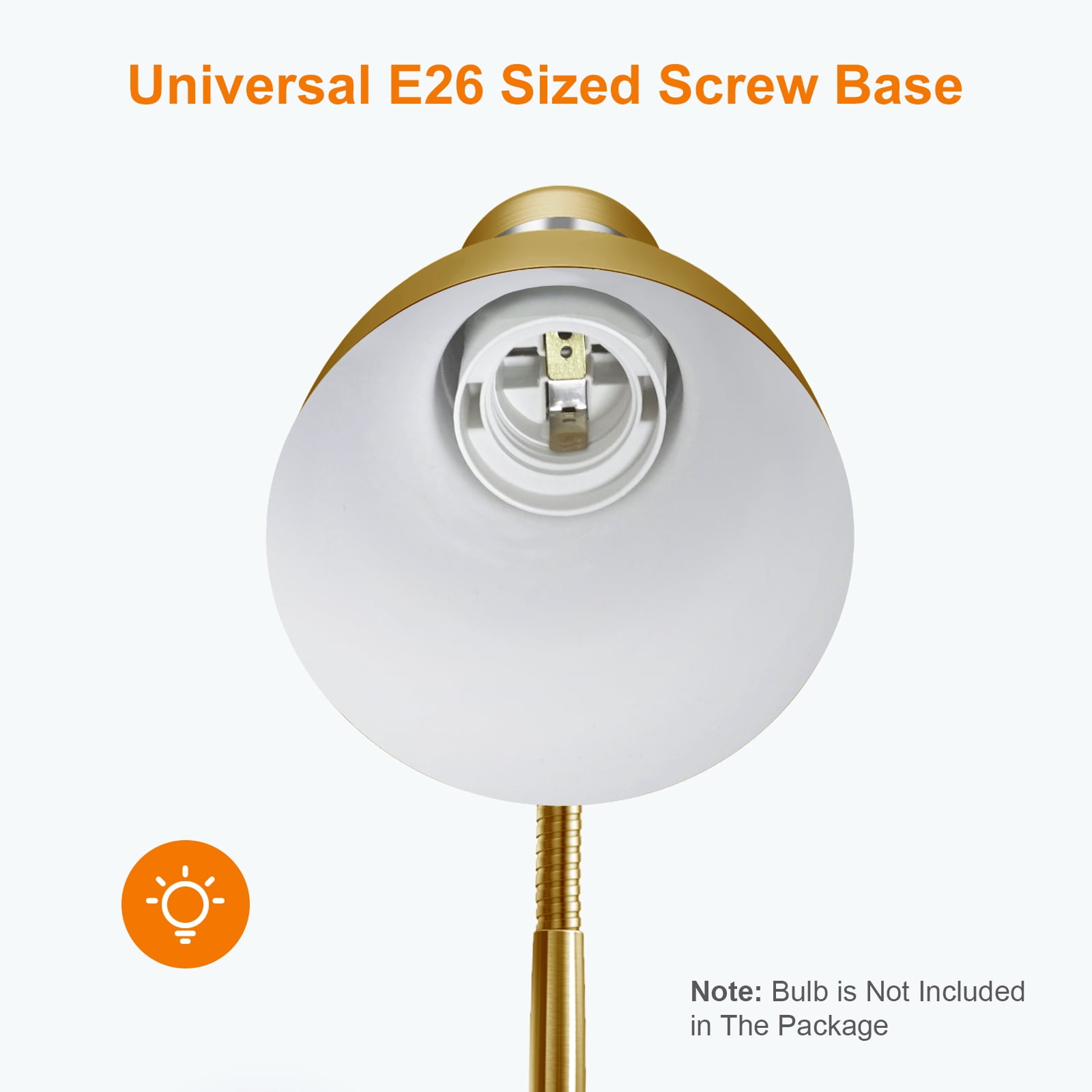 LEPOWER Metal Desk Lamp, Adjustable Gooseneck Table Lamp for Home, Office, Bedroom, Gold