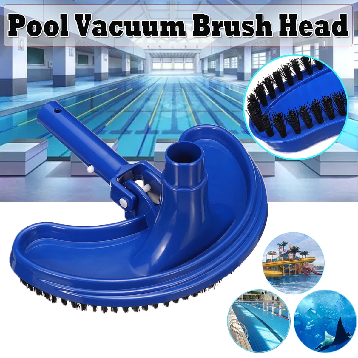 Blue Swimming Pool Suction Vacuum Head Brush Cleaner Stable Durable