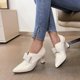 thumbnail image 2 of NECHOLOGY Botas Mujer Adulto Femenino Zapatos Botines para mujer Zapatos de tacón grueso Retro con de de imitación y superficie de cuero de Color sólido a la para mujer (Beige, 6.5), 2 of 7