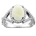 thumbnail image 1 of 10K White Gold Natural Opal Ring Oval 10x8mm Diamond Accent, size 5, 1 of 4