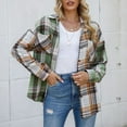 thumbnail image 2 of Annhoo Plaid Jackets for Women Long Sleeve Lapel Button down Shacket Fall Classic Thin Outwear with Pockets, 2 of 7