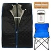 Modern Design Steam Sauna Box Black (Black Cloth Cover, Blue Edging)