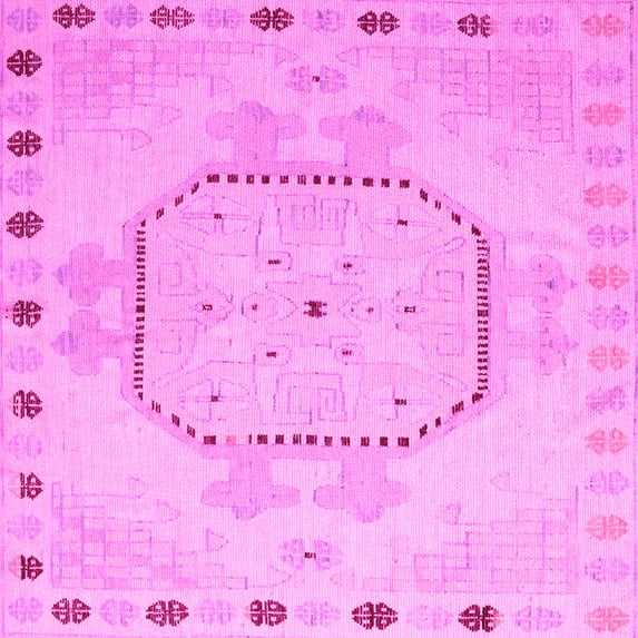 Ahgly Company Indoor Square Abstract Pink Modern Area Rugs, 6' Square