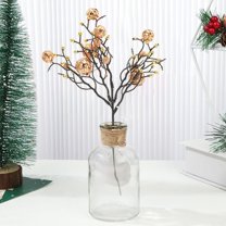 FEOLGEHLY 4 Pieces Christmas Glitter Berries Stems 12 inch Christmas Berry Picks Artificial Glittered Berries Ornaments Floral Stems for Xmas Tree,Home Wreath,Party Decoration, Rose Gold