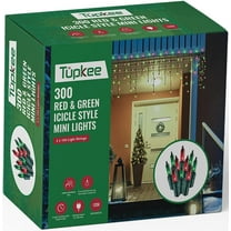 Tupkee Christmas Icicle Lights  Red & Green Incandescent, Icicle Style Mini Lights - 17 Feet, 300 Bulbs, Indoor & Outdoor Christmas Decorations